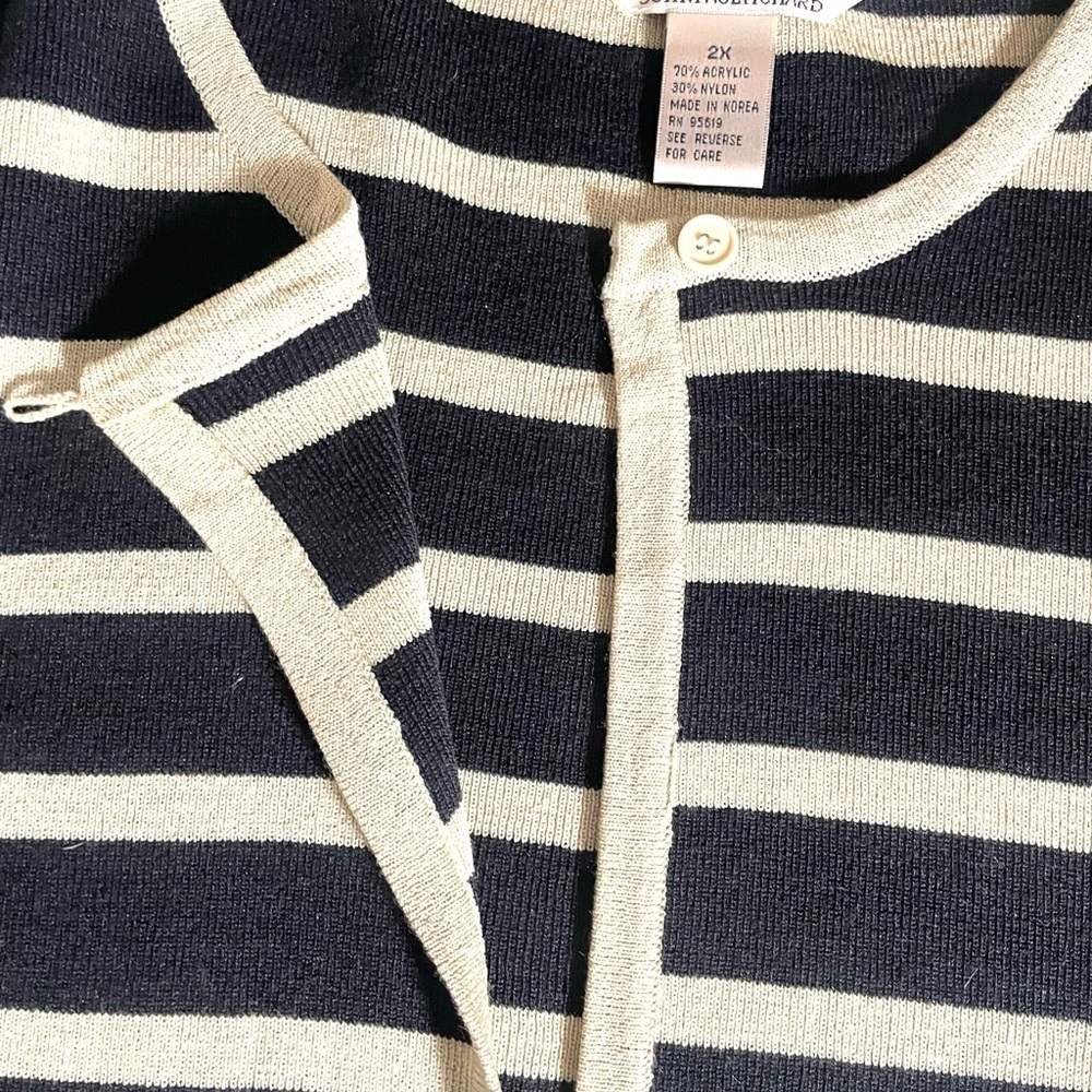 Uniform Woman by Paul Richard Black Striped Cardigan Open Front Sz. 2X - Picture 8 of 11